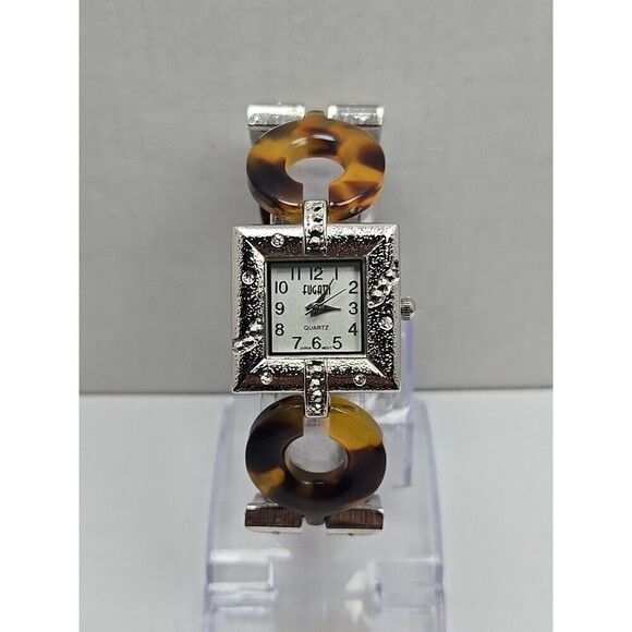 Fugatti Quartz Square Rhinestone Tortoise Bracelet Watch Japan New Battery Women - Picture 1 of 9